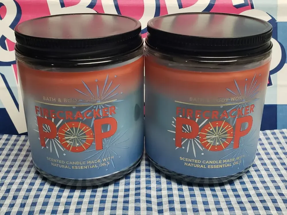 BBW Firecracker Pop American Fireworks Single Wick Candles 2 in Total
